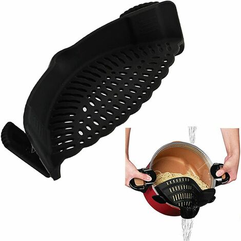 Clip on Universel Passoire Passoire À Clip en Silicone pour Casseroles Et Poêles Tamis À Clipser sur Bols Filtre Mains Libres Durable pour Égoutter Les Surfaces pour Bols, Casseroles Et Poêles，HANBING