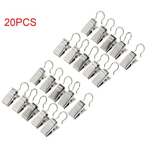 Decorazione Domestica,Arte Craft Display Argento 80 Pezzi Clip per Tenda con Ganci,Pinza Tenda Doccia Clip Acciaio Inox Ganci Appendiabitiv in Metallo per Holder per Foto,Camera da Letto Bagno 