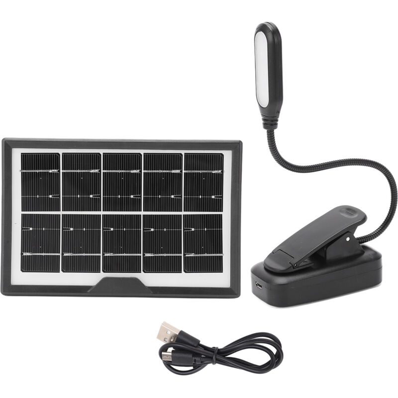 Clip sur la Lampe de Livre, Lampe à Pince Rechargeable Solaire à Base Plate 5V pour un Usage Domestique
