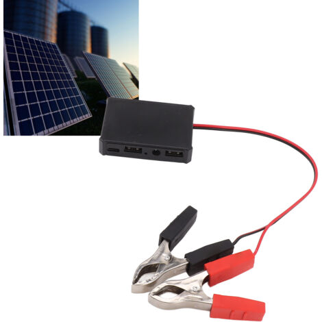 Clip USB de Conversion 12V à 24V avec Régulateur de Puissance, Adaptateur USB Charge Rapide via Clip Crocodile pour Phone Camera, ABS