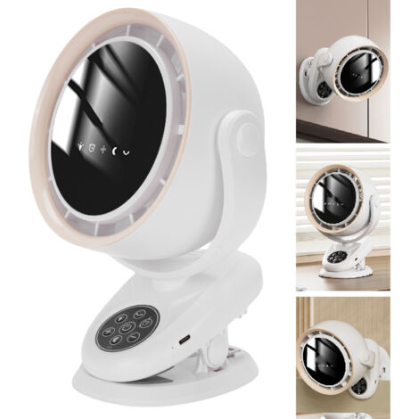 Clip-Ventilator mit Timer, Stimmungslicht, automatischer Oszillation, 5 Geschwindigkeitsstufen, Fernbedienung und LED-Anzeige – tragbar für Zuhause, Camping und Reisen