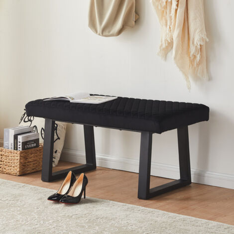 Clipop – Banc rembourré en velours noir 110L x 51B x 49H cm – Structure en acier – Capacité de charge 200 kg – Espace de rangement caché