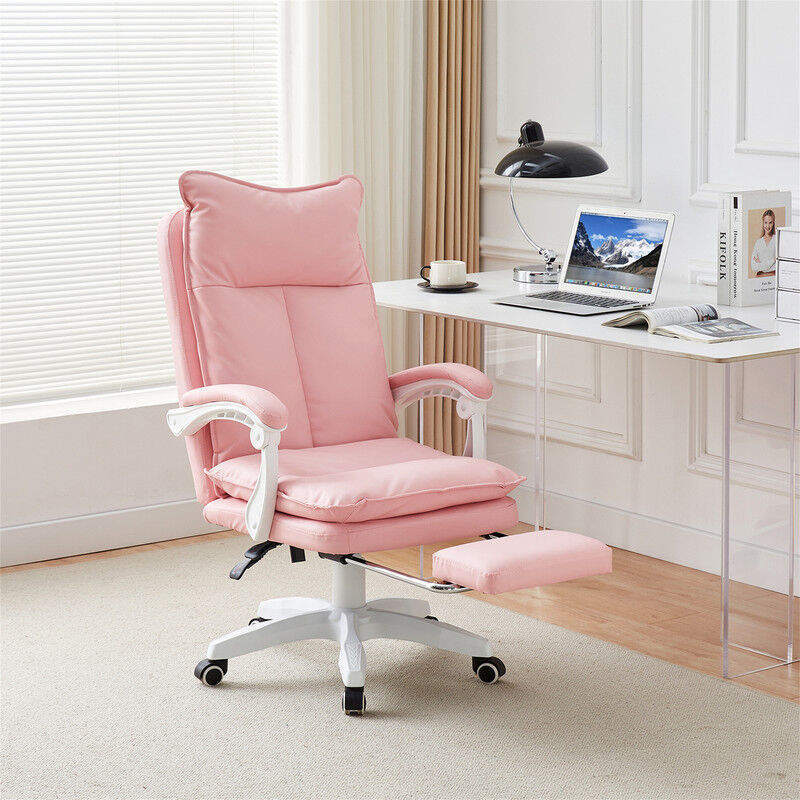Chaise de Bureau, avec Repose Pieds et Soutien Lombaire, Chaises de Direction en Similicuir Ergonomique, rosa - Clipop
