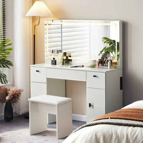 Cadeau Coiffeuse Lumineuse YITAHOME Coiffeuse Avec Miroir 3 Volets + 10 LED Réglables – Table Maquillage Moderne Avec Rangement Et Tiroirs Cadeau Coiffeuse Lumineuse YITAHOME Coiffeuse Avec Miroir 3 Volets + 10 LED Réglables – Table Maquillage Moderne Avec Rangement Et Tiroirs