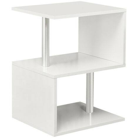 Clipop – Table d'appoint LED blanche avec 2 étagères de rangement – Panneau de particules E1 – Dimensions 44x38x58 cm – Éclairage RVB contrôlable