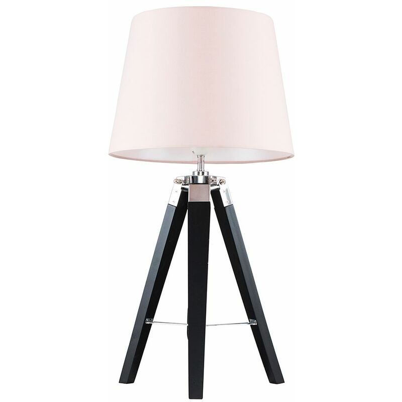 Clipper Tripod Table Lamp in Black - Pink - No Bulb