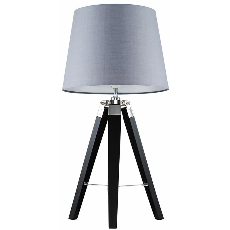 Clipper Tripod Table Lamp in Black - Grey - No Bulb