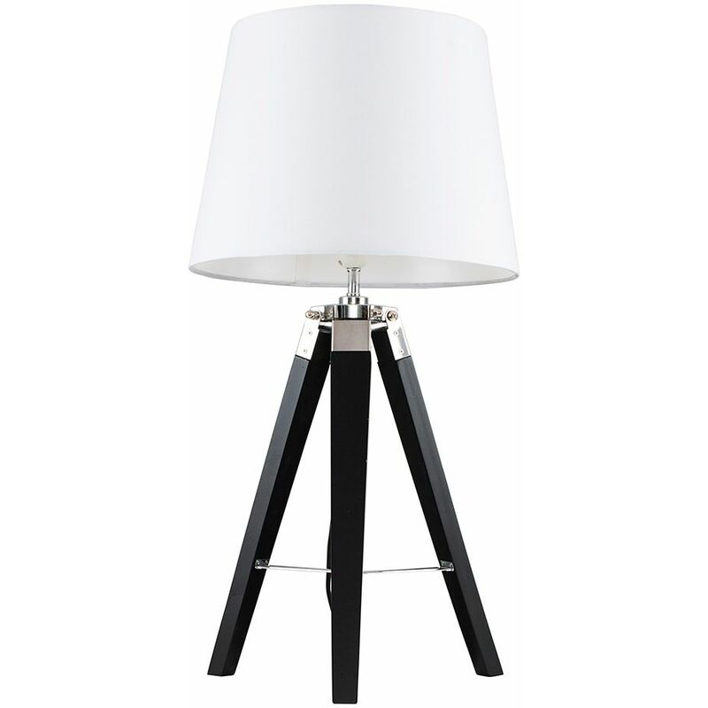 Clipper Tripod Table Lamp in Black - White - No Bulb