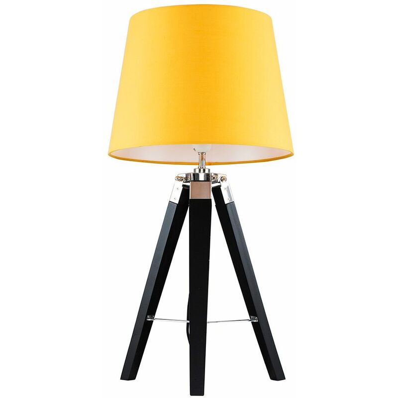 Clipper Tripod Table Lamp in Black - Mustard - No Bulb