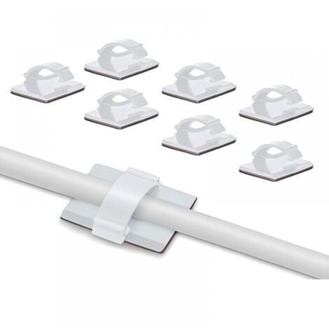 Clips adhésifs réglables pour câbles à fibre optique, supports de câbles et de fils pour la maison ou le bureau (lot de 30) Blanc