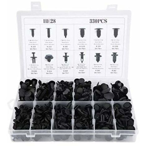 Clips Agrafe Rivets Fixation de Protection, 330Pcs 12 Tailles Assorties Carrosserie Poussée Rivet Garniture Clip,de