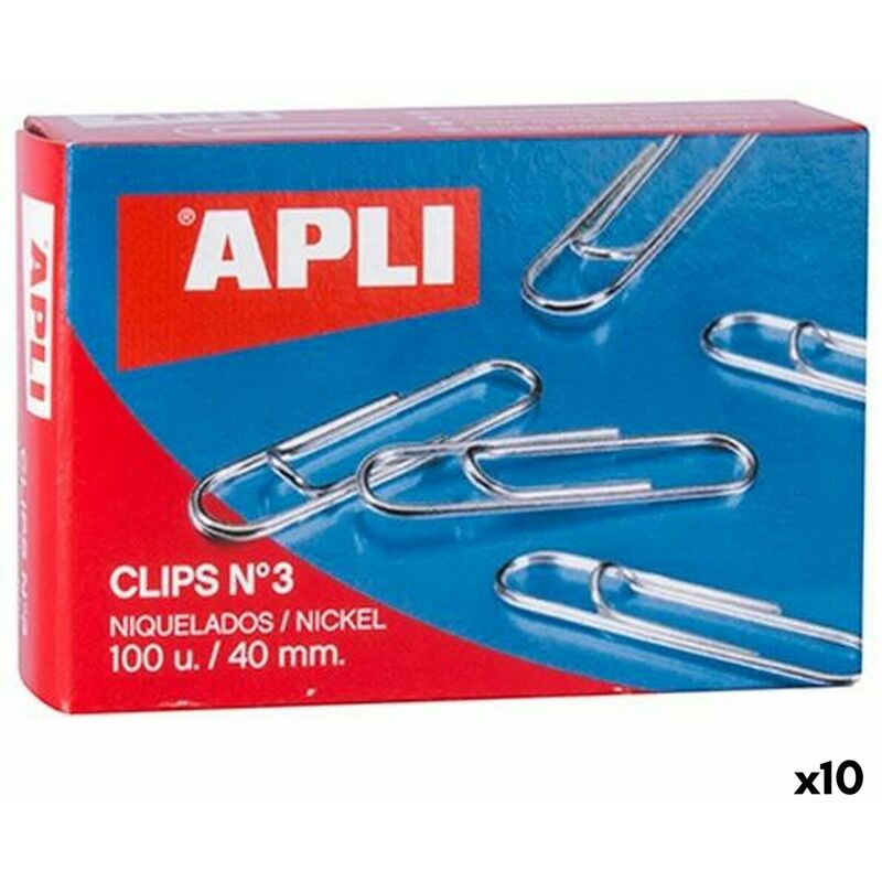 Clips Apli N° 3 nichel 40 mm (10 Unità)