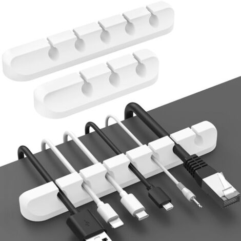 Clips Câble Organisateur Bureau, 3 Pack Support de Câble Cadre en Métal Gestion des Cables, Câble Rangement pour USB Câbles de Chargeur (Blanc)