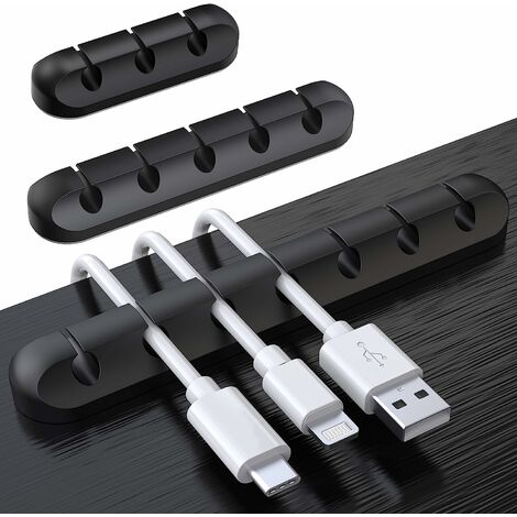 Clips Câble Organisateur Bureau, Lot de 3 Support de Câble, Organisateur de Cordon, Gestion des Cables, Câble Rangement pour USB Câbles de Chargeur/Souris/Écouteur/PC