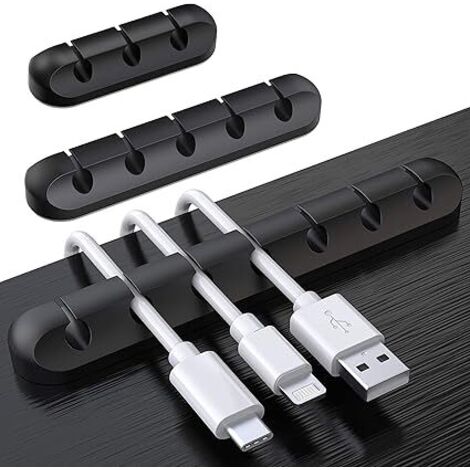 Clips Câble Organisateur Bureau, Lot de 3 Support de Câble, Organisateur de Cordon, Gestion des Cables, Câble Rangement pour USB Câbles de Chargeur/Souris/Écouteur/PC,Noir