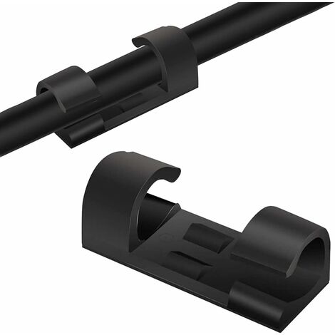 Clips Câble[20 Pcs], Clips Rangement de Câble, Serre Câble, Fixation Auto Collant, Peut être Utilisé pour Gérer de Câbles Fils dans une Maison ou un Bureau(Noir)