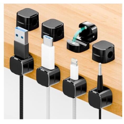 Clips Câbles, 8Pcs Organisateur Câble Magnetique avec Auto-adhésifs, Clips Rangement de Câble, pour Câble Chargement USB