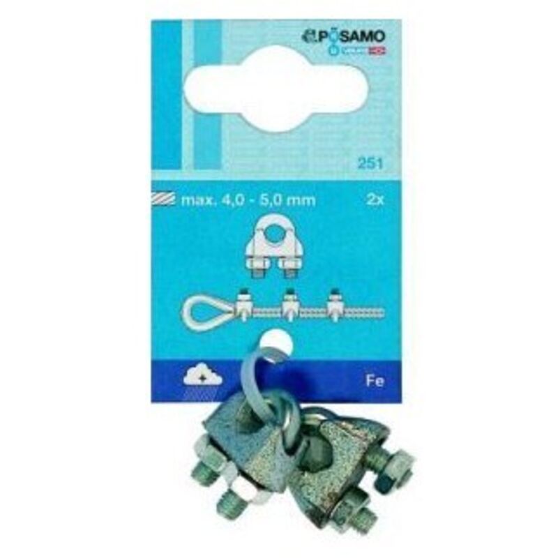 Posamo - Clips cables métalliques acier-Galv. 5mm a 2Stck. (Par 10)