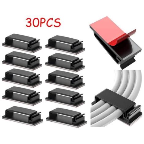 Clips Câbles,Câble Management Auto-adhésifs,Gestion des Clips,Attaches de Câble,Organiseur de Fils Electriques,Serre-Câbles(Noir)