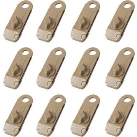 Clips de Bâche 12 Pièces Pince de Sol Clips de Tente en Plastique en Forme de Crocodile pour Camping Auvent Activités de Plein Air (Marron, 8.5x2.6x2.8cm)