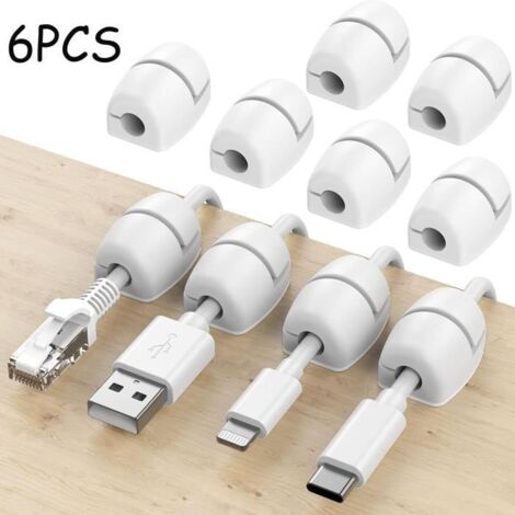Clips de Câble - Non spécifié - Modèle Non spécifié - Silicone - Blanc - 6 pièces