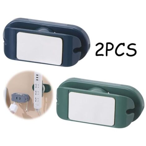 Clips de Câble,Enrouleurs de Cordon,Supports de Multiprise Auto-adhésifs,Porte-Douille Pivotant,Fixateur de Prise de Bureau(2PCS)