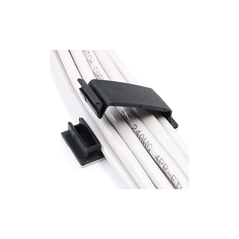 Clips de câble adhésifs 3M, serre-câbles polyvalents pour la gestion des câbles et les parcours de câbles - Lot de 100 Noir Livré avec 10 attaches de