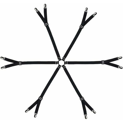 Clips de draps de lit réglables pour lit de taille complète. Queen. King. Twin. toute taille de lit (Noir)