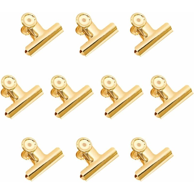 

Clips de encuadernación dorados de paquete de 10, Coideal, de acero inoxidable, grande, de bulldog, de metal / bisagra, clips de papel para imágenes,