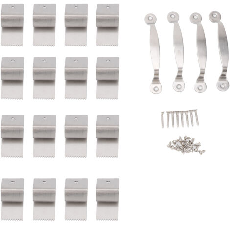 Clips de fenêtre anti-ouragan adaptés au contreplaqué de 1/2 pouces d'épaisseur, en acier inoxydable, réutilisables, matériel de volet pour la protection, argent, 16 pièces