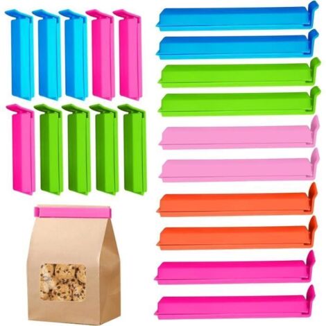 Clips de fermeture alimentaire - Non spécifié - 20 pièces - 11 cm - Couleurs aléatoires - Réutilisables