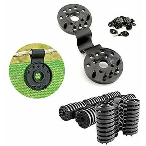 Clips de Fixation, Clip Spécial avec œillet, Fixation Brise Vue occultant pour Toile de clôture, Brise Vue Fenetre, Filet d'ombrage, Tissu Coupe-Vent, Attaches Filet exterieurcrochets (100)