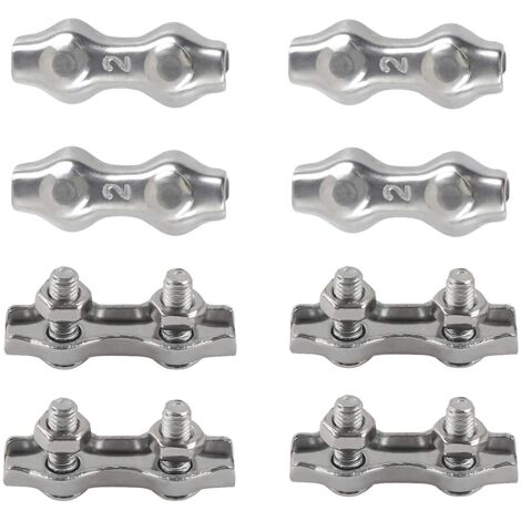Clips de fixation duplex en acier inoxydable 304 pour cordes à linge, voiles d'ombrage et terrasse - Lot de 8