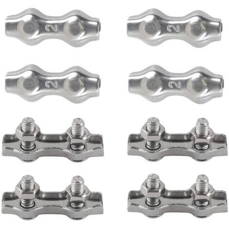 Clips de fixation duplex en acier inoxydable 304 pour cordes à linge, voiles d'ombrage et terrasse - Lot de 8