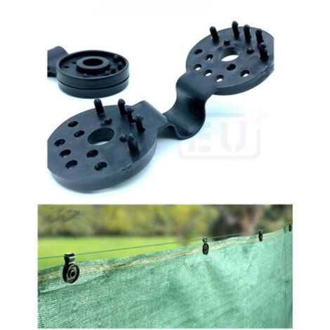 Clips de fixation pour brise vue - Lot de 50 - PVC - Noir - Anti-UV