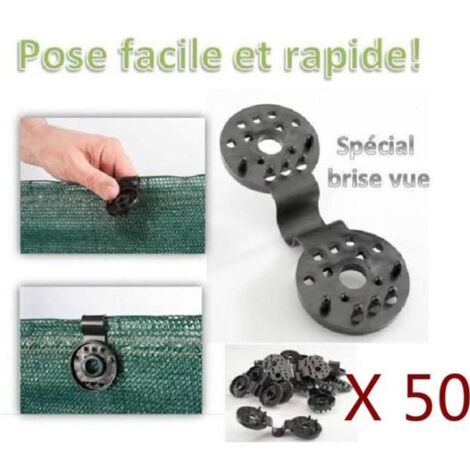 Clips de fixation pour brise vue - XICHAO - Lot de 50 pcs - Noir - Extérieur - Plastique - 1/2\" (15x21)