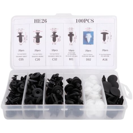 Clips de garniture de panneau de carte de porte de voiture, 100 pièces, fixation de pare-chocs, retenue de retenue, Kit de rivets poussoirs universels.