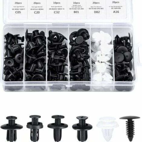 Clips de garniture intérieure, clips de rivet en plastique, clips de protection de rivet en plastique, clips de panneau de porte, 100 pièces/boîte, 6 types différents de clips de fixation automobile