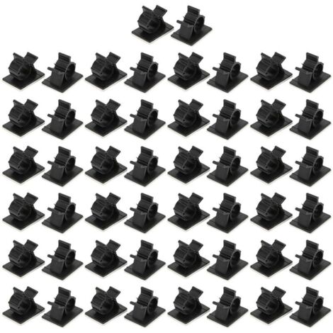 Clips de gestion de câbles, 50 pièces, adhésifs réglables, organisateur de pinces de câbles en fil de Nylon, noir