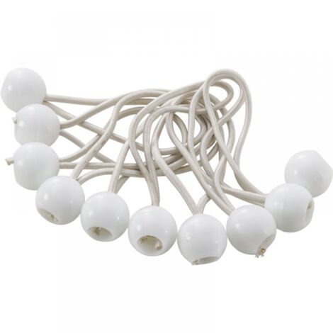 Clips de lona de liberación rápida, 10 cordones blancos [200 mm] para guardar fijaciones de carpas con cordones elásticos.