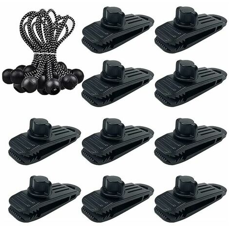 SOLEIL Clips de lona resistentes, clips a prueba de viento para toldos, camping, caravanas, cubiertas de automóviles, cubiertas de piscinas (10 + 10 piezas)