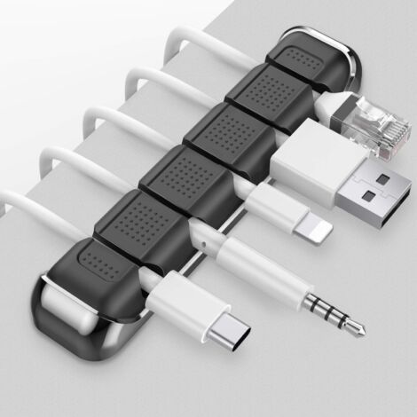 Clips de rangement de câbles métalliques pour bureau (noir)-AquaForge