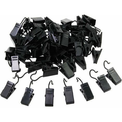 Clips de Rideau en Acier Inoxydable Crochets en Métal Suspendus pour Rideaux Photos Décor à la Maison 50 Pcs Noir 13