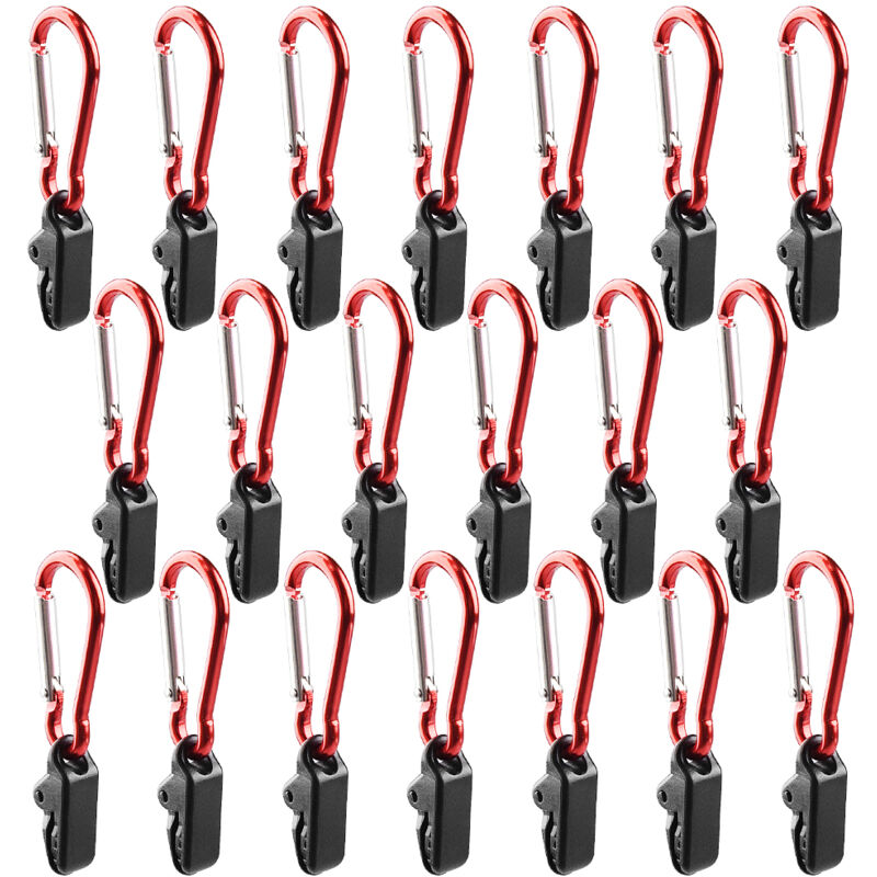 Clips de serrage pour auvent de bâche, 20 pièces, clips de tente, cintres pour tente de Camping, serrer la pince de verrouillage avec mousqueton pour