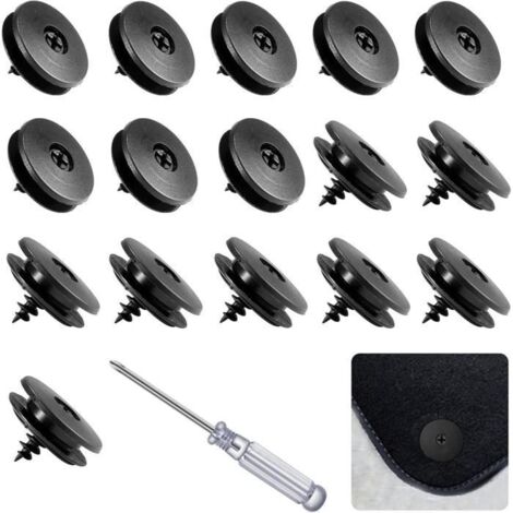 Clips de Support de Tapis - Universels - 16 Pièces - Plastique de Haute Qualité - Avec Tournevis