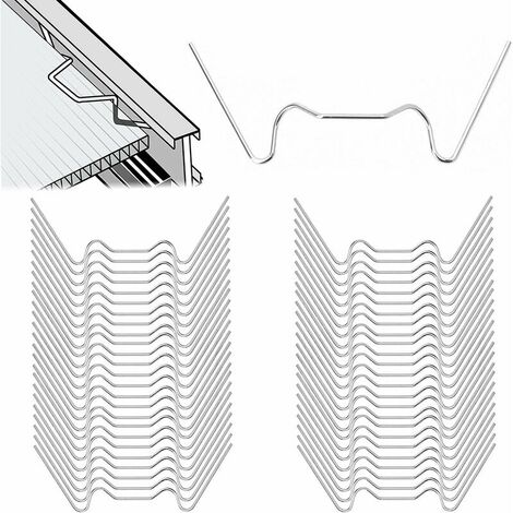Clips de Vitrage pour Serre,125 pcs W Serre Pinces en Acier Inoxydable Serre Vitrage Clips Clips en Verre pour Serre Jardin,Serre Verre Accessoires Serre,pour Fixation de Serre