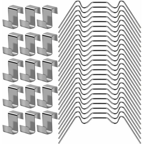 Clips De Vitrage Serre, Clips de Vitrage pour Serre Clips de Fixation, Kit de réparation d'accessoires de Serre, 50 Pinces en W pour Verre de Serre, 50 Clips de Chevauchement en Z pour Serre