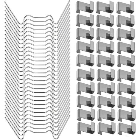 Clips De Vitrage Serre, Clips de Vitrage pour Serre Clips de Fixation, Kit de réparation d'accessoires de Serre, 50 Pinces en W pour Verre de Serre, 50 Clips de Chevauchement en Z pour Serre