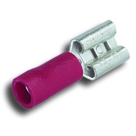 Clips femelle isolés rouges laiton 6.35 X 0.8mm pour fil section 0.34 à 1.5mm (boite de 100) 7251033 MECATRACTION B100SQA6.35
