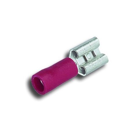Clips femelle isolés rouges laiton 6.35 X 0.8mm pour fil section 0.34 à 1.5mm (boite de 100) 7251033 MECATRACTION B100SQA6.35